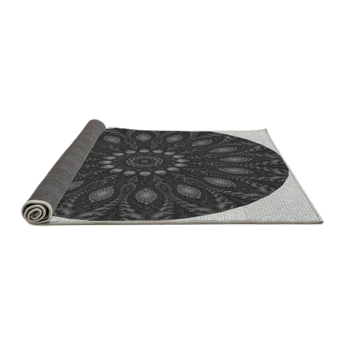 Thickness of Patterned Charcoal Black Rug, pat822gry