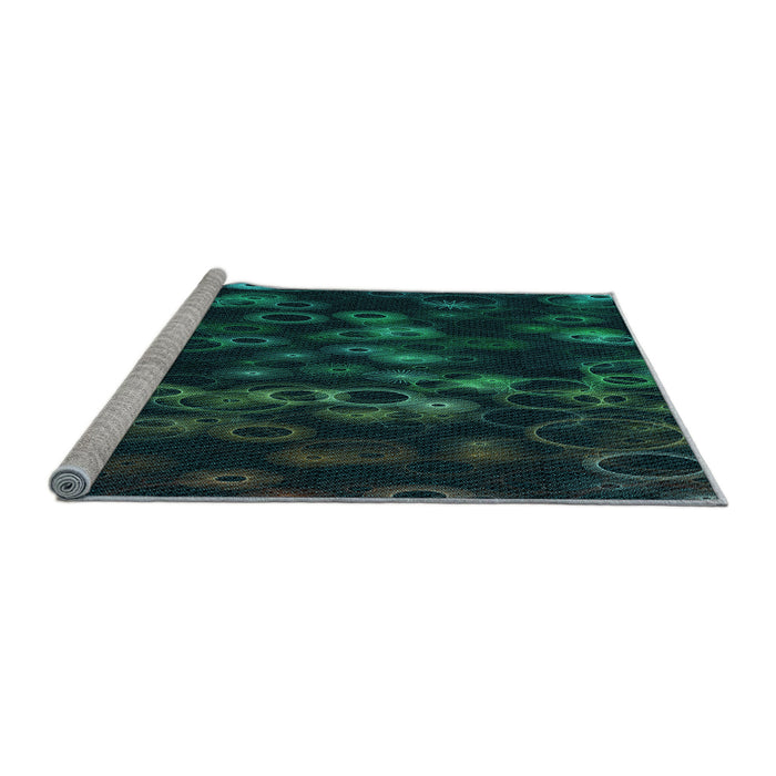 Sideview of Machine Washable Transitional Teal Green Rug, wshpat824lblu