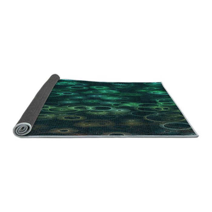 Thickness of Patterned Teal Green Rug, pat824lblu