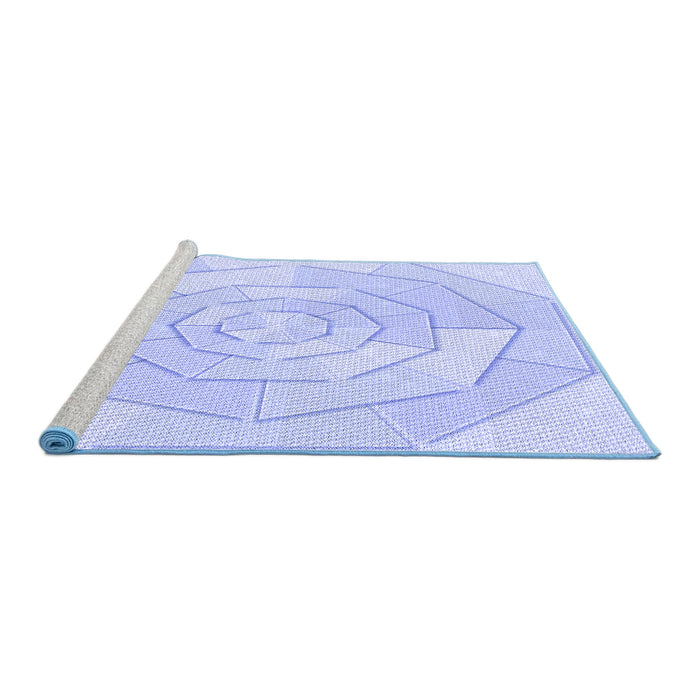 Sideview of Machine Washable Transitional Blue Rug, wshpat825blu
