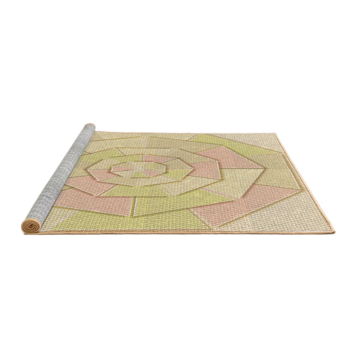 Sideview of Machine Washable Transitional Khaki Gold Rug, wshpat825brn