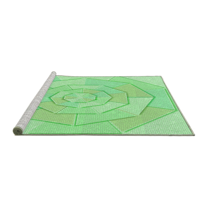 Sideview of Machine Washable Transitional Green Rug, wshpat825grn