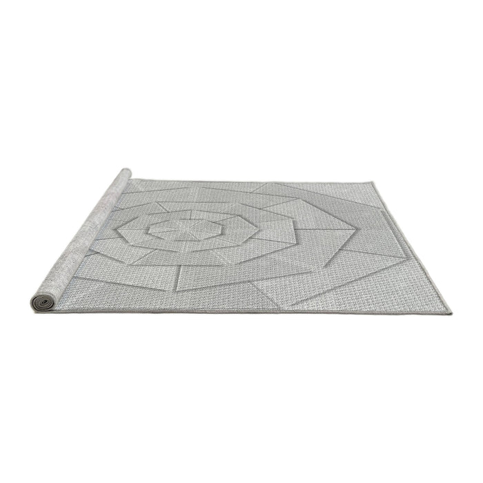 Sideview of Machine Washable Transitional Platinum Gray Rug, wshpat825gry