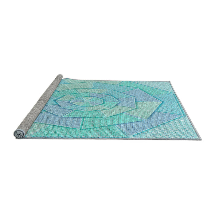 Sideview of Machine Washable Transitional Diamond Blue Rug, wshpat825lblu