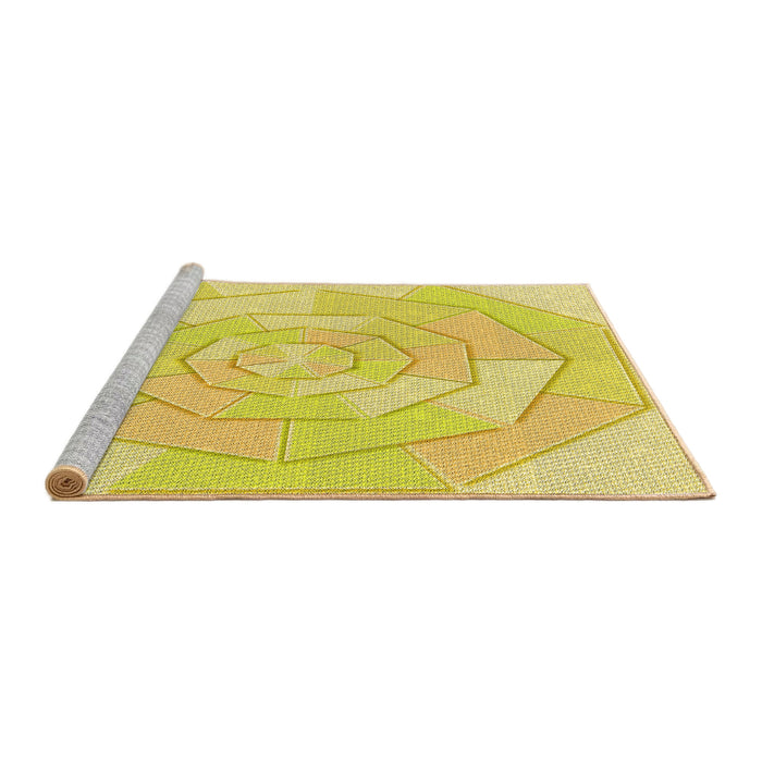 Sideview of Machine Washable Transitional Yellow Rug, wshpat825yw