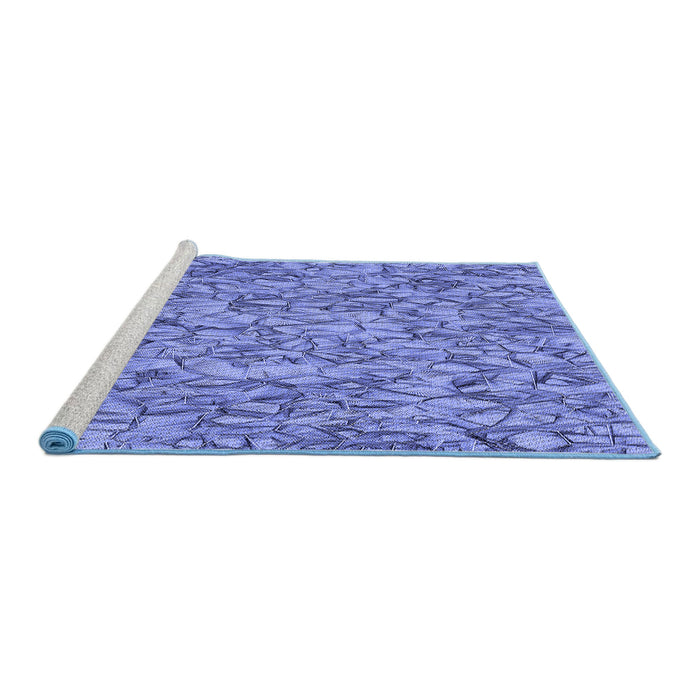 Sideview of Machine Washable Transitional Sky Blue Rug, wshpat826blu