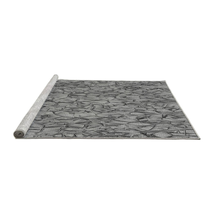 Sideview of Machine Washable Transitional Carbon Gray Rug, wshpat826gry