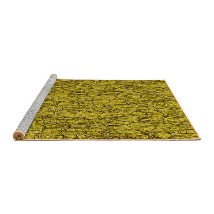 Sideview of Machine Washable Transitional Dark Yellow Green Rug, wshpat826yw