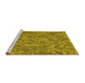 Sideview of Machine Washable Transitional Dark Yellow Green Rug, wshpat826yw