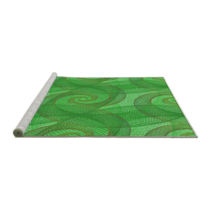 Sideview of Machine Washable Transitional Neon Green Rug, wshpat829grn
