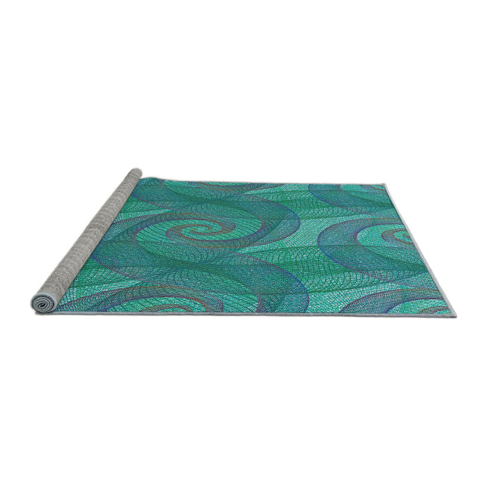 Sideview of Machine Washable Transitional Dark Cyan Green Rug, wshpat829lblu