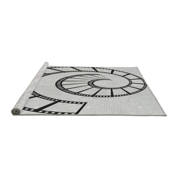Sideview of Machine Washable Transitional Platinum Gray Rug, wshpat83gry