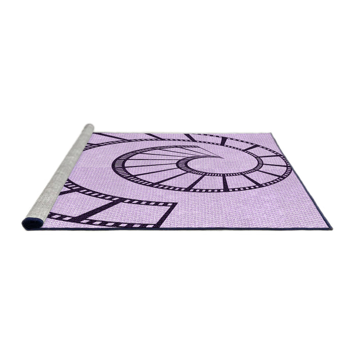 Sideview of Machine Washable Transitional Purple Flower Purple Rug, wshpat83pur