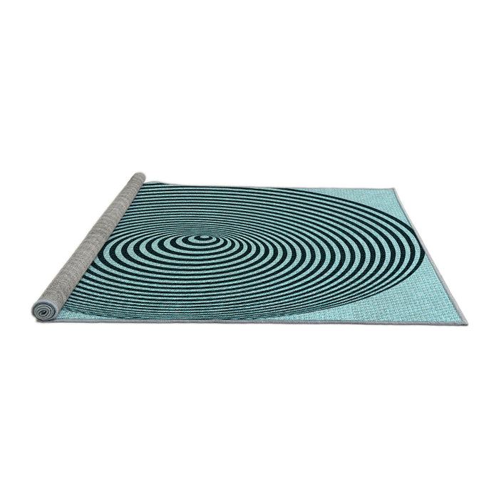 Sideview of Machine Washable Transitional Medium Teal Green Rug, wshpat830lblu