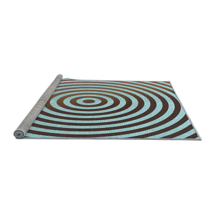 Sideview of Machine Washable Transitional Blue Rug, wshpat831lblu