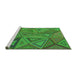 Sideview of Machine Washable Transitional Neon Green Rug, wshpat832grn