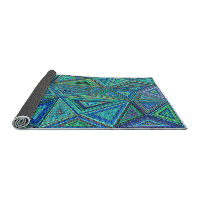 Thickness of Patterned Dark Turquoise Green Rug, pat832lblu