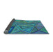 Thickness of Patterned Dark Turquoise Green Rug, pat832lblu