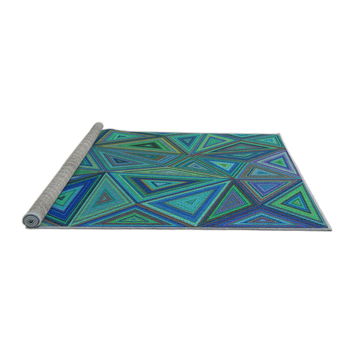 Sideview of Machine Washable Transitional Dark Turquoise Green Rug, wshpat832lblu