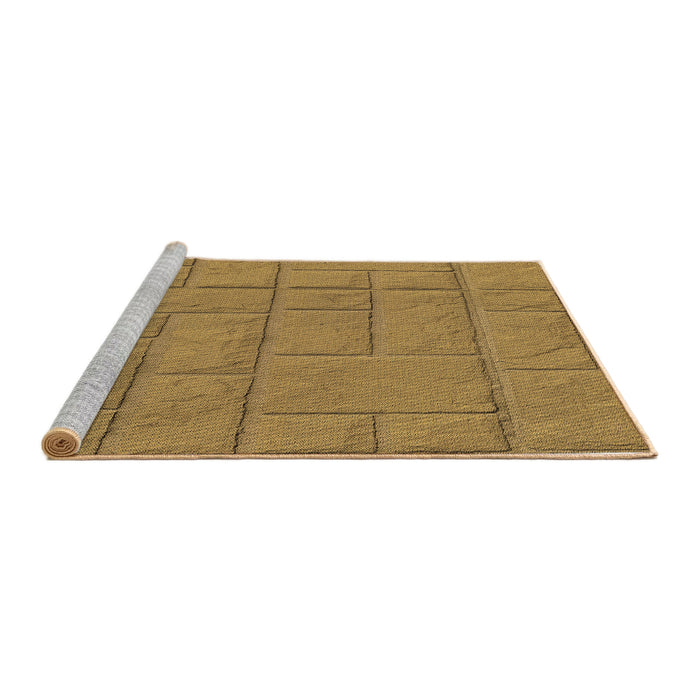 Sideview of Machine Washable Transitional Yellow Rug, wshpat834brn