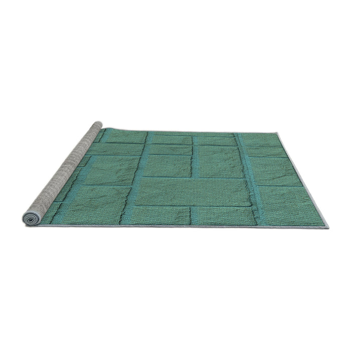 Sideview of Machine Washable Transitional Dark Mint Green Rug, wshpat834lblu