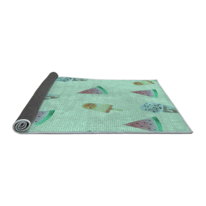 Thickness of Patterned Light Aquamarine Green Rug, pat835lblu