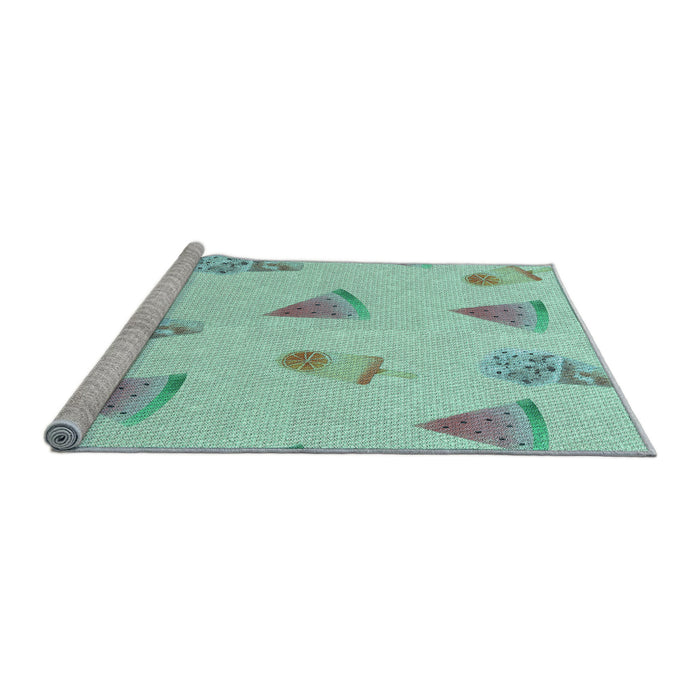 Sideview of Machine Washable Transitional Light Aquamarine Green Rug, wshpat835lblu