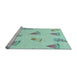 Sideview of Machine Washable Transitional Light Aquamarine Green Rug, wshpat835lblu