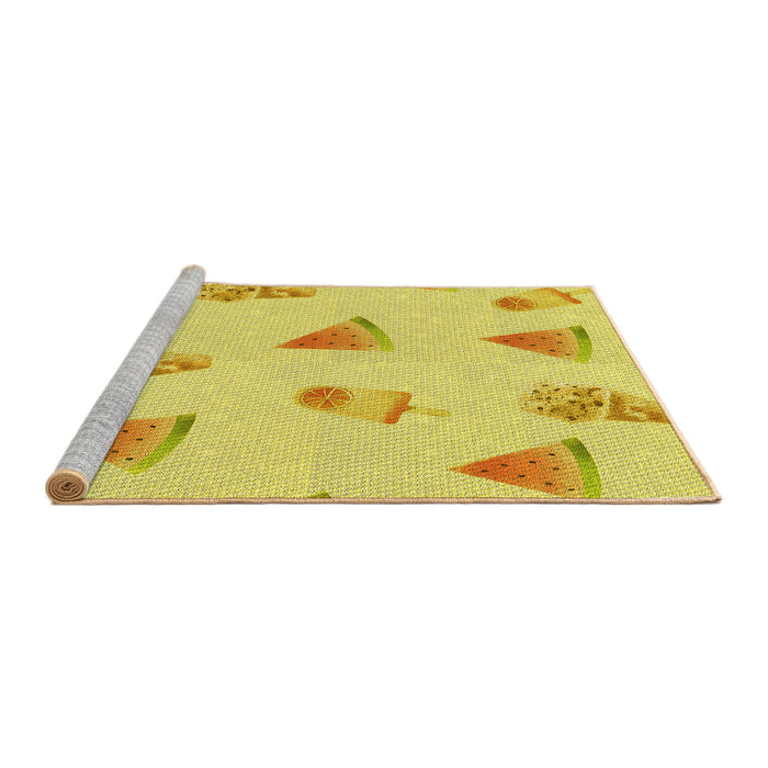 Sideview of Machine Washable Transitional Yellow Rug, wshpat835yw