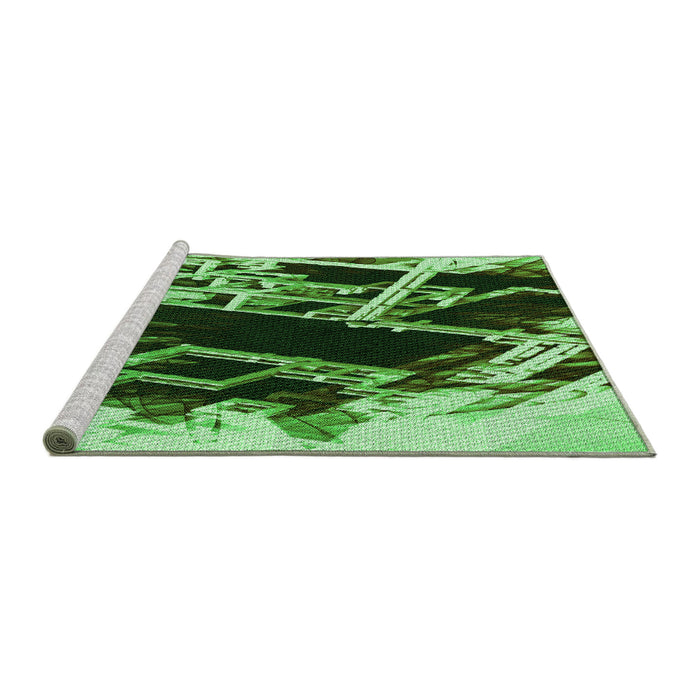 Sideview of Machine Washable Transitional Deep Emerald Green Rug, wshpat836grn