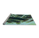 Sideview of Machine Washable Transitional Dark Slate Grey Green Rug, wshpat836lblu