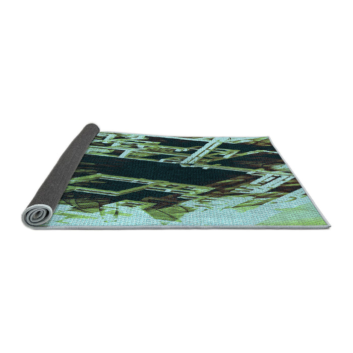 Thickness of Patterned Dark Slate Grey Green Rug, pat836lblu