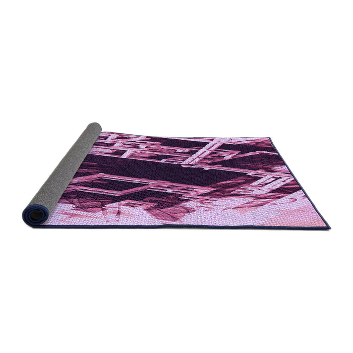 Thickness of Patterned Pastel Purple Pink Rug, pat836pur