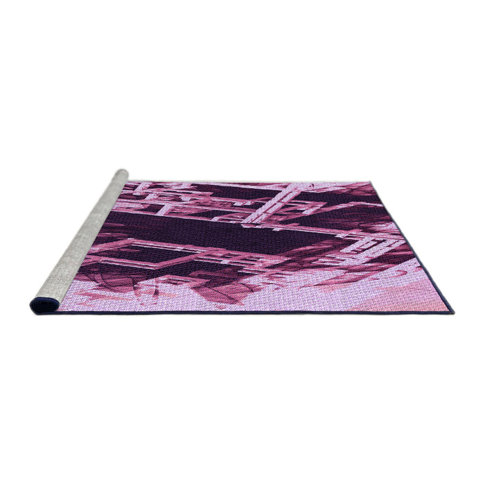 Sideview of Machine Washable Transitional Pastel Purple Pink Rug, wshpat836pur