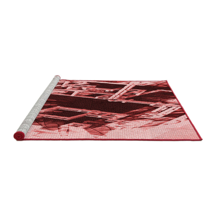 Sideview of Machine Washable Transitional Cranberry Red Rug, wshpat836rd