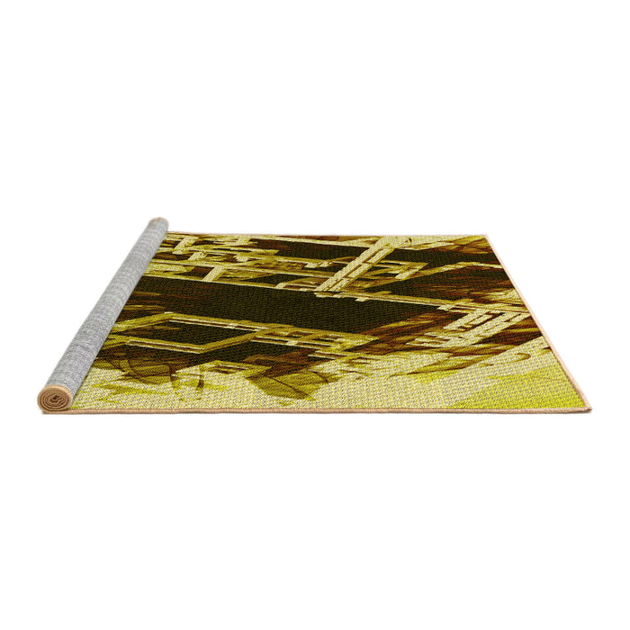 Sideview of Machine Washable Transitional Bold Yellow Rug, wshpat836yw