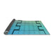 Thickness of Patterned Bright Turquoise Blue Rug, pat837lblu