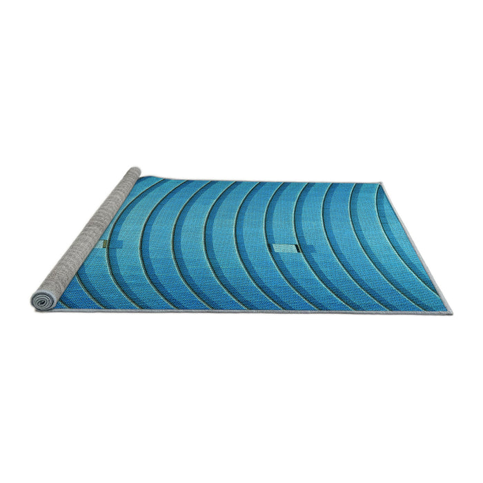 Sideview of Machine Washable Transitional Blue Rug, wshpat838lblu