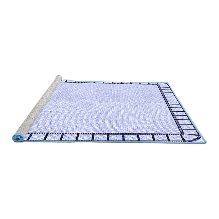Sideview of Machine Washable Transitional Lavender Blue Rug, wshpat84blu