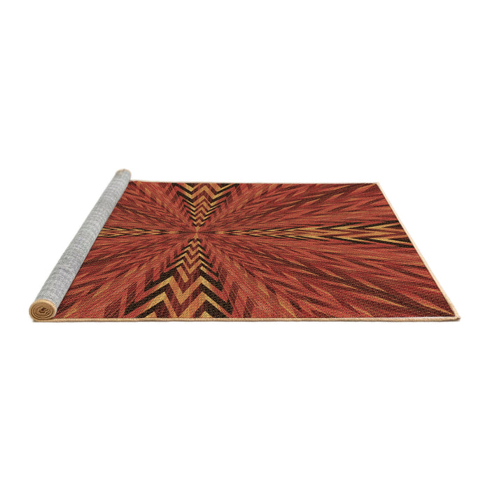 Sideview of Machine Washable Transitional Orange Red Orange Rug, wshpat840brn