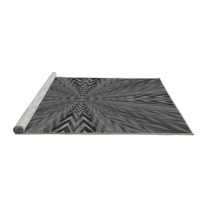 Sideview of Machine Washable Transitional Gray Rug, wshpat840gry