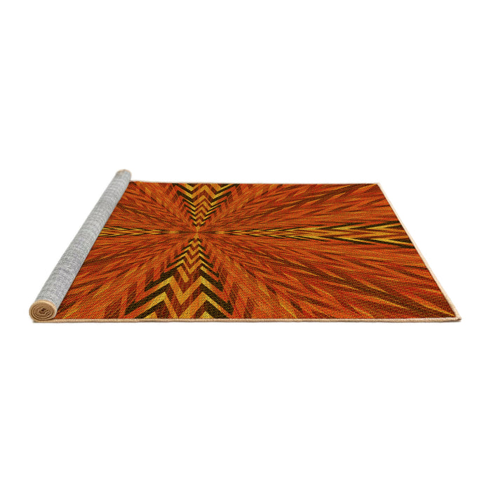Sideview of Machine Washable Transitional Orange Red Orange Rug, wshpat840yw
