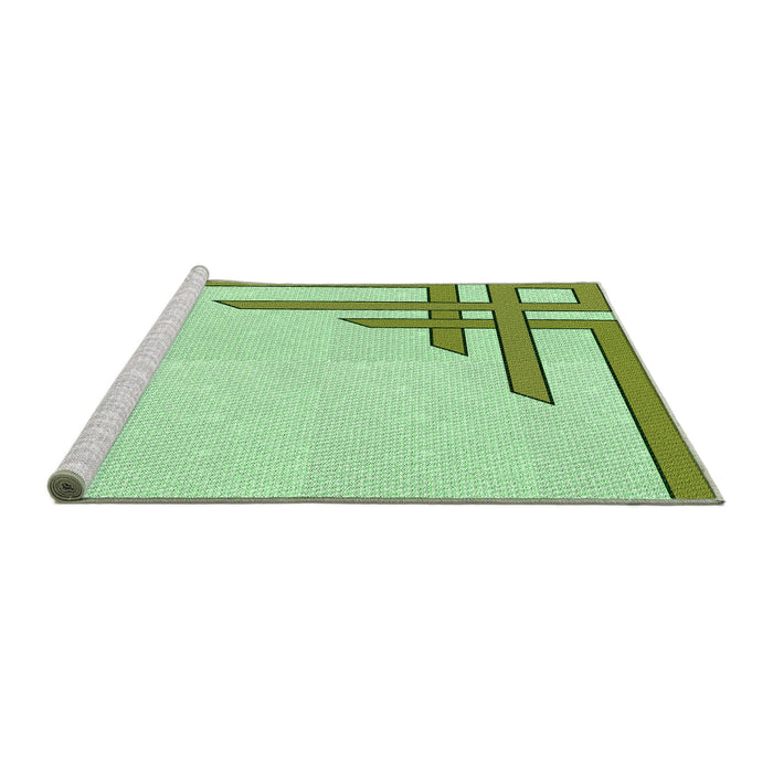 Sideview of Machine Washable Transitional Green Rug, wshpat841grn