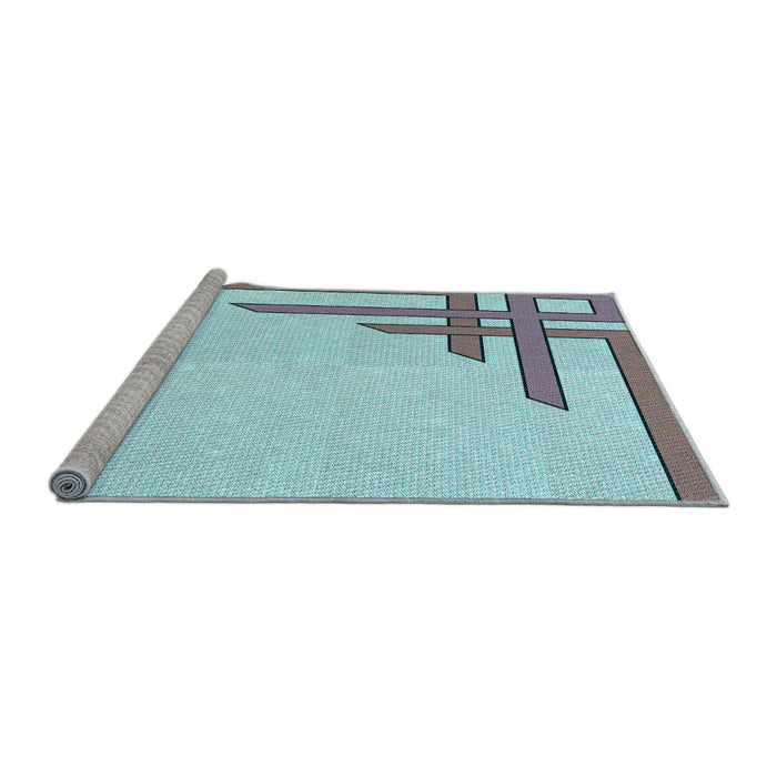 Sideview of Machine Washable Transitional Koi Blue Rug, wshpat841lblu