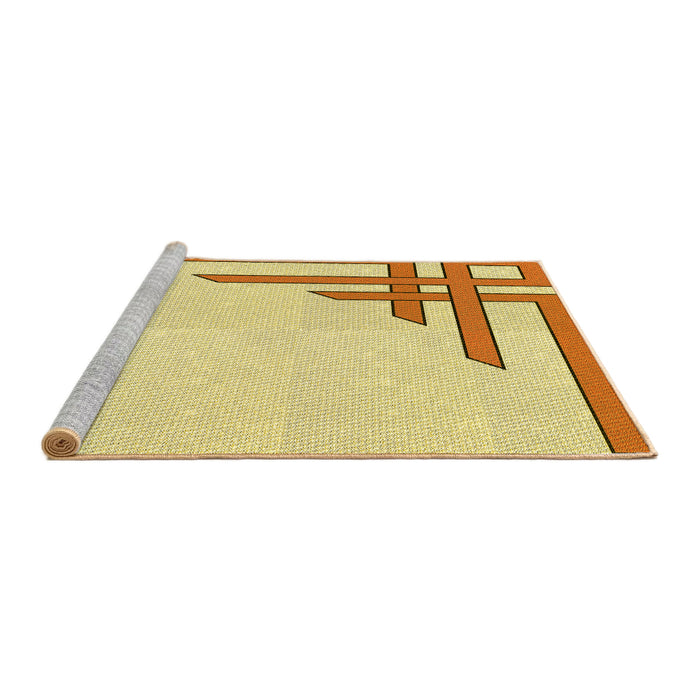 Sideview of Machine Washable Transitional Sun Yellow Rug, wshpat841yw