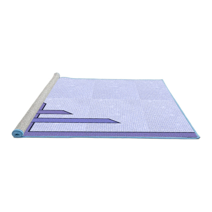 Sideview of Machine Washable Transitional Lavender Blue Rug, wshpat842blu