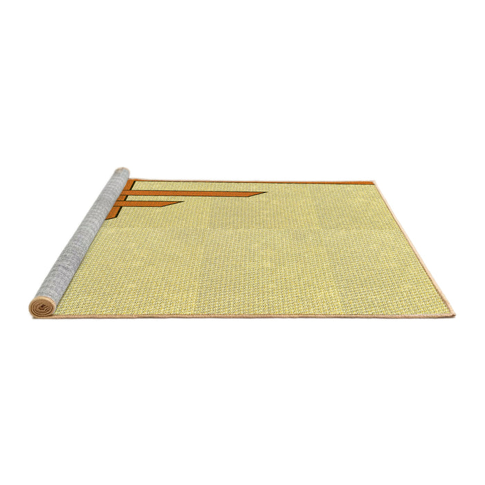 Sideview of Machine Washable Transitional Sun Yellow Rug, wshpat843yw