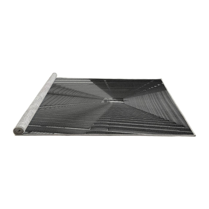 Sideview of Machine Washable Transitional Gray Rug, wshpat844gry