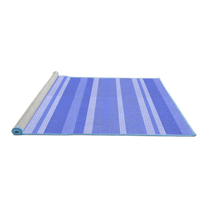 Sideview of Machine Washable Transitional Blue Rug, wshpat845blu