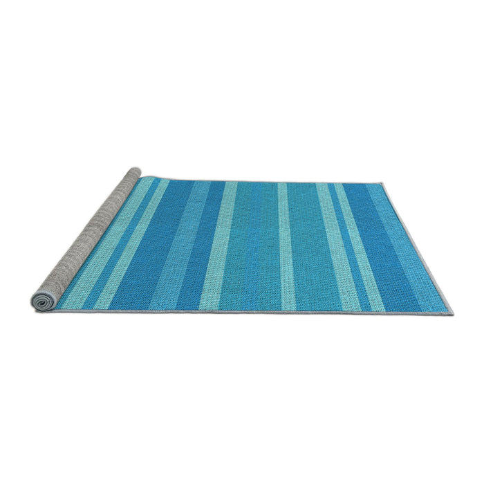 Sideview of Machine Washable Transitional Bright Turquoise Blue Rug, wshpat845lblu